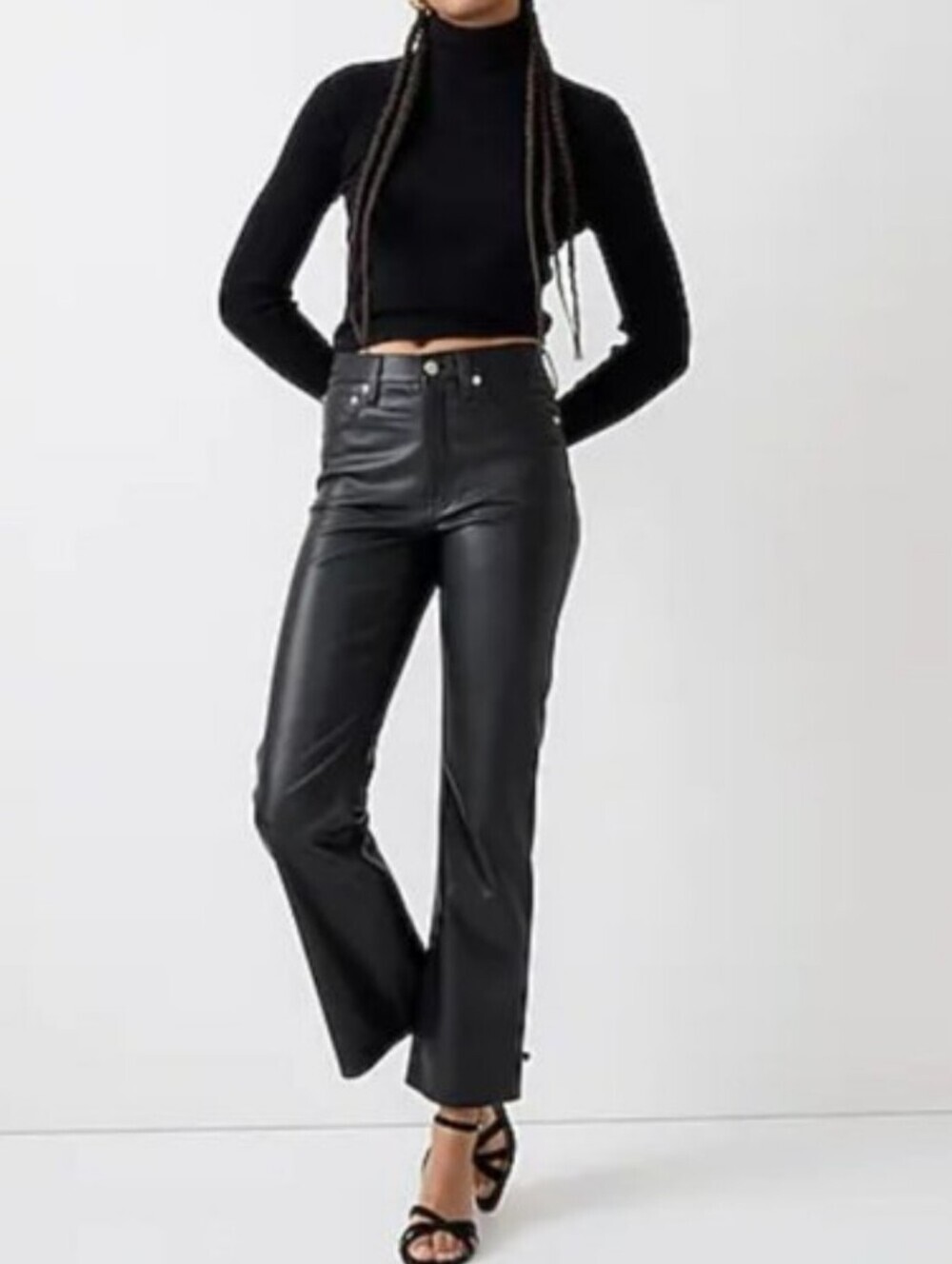 J.Crew Black Faux Leather Flare Pants